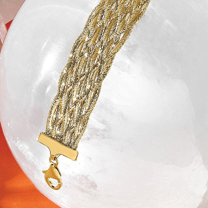 14K Yellow Gold Polished Braided Mesh Bracelet