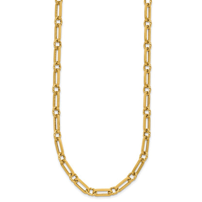 14K Yellow Gold Polished And Twisted Fancy Link Toggle Necklace