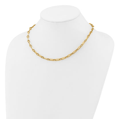 14K Yellow Gold Polished And Twisted Fancy Link Toggle Necklace