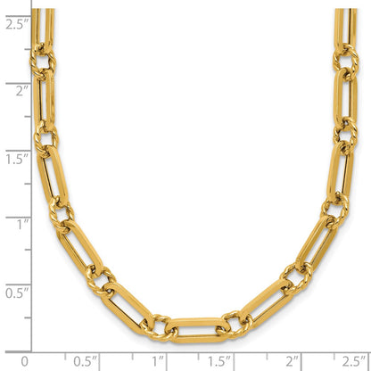 14K Yellow Gold Polished And Twisted Fancy Link Toggle Necklace