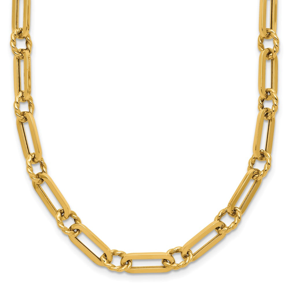 14K Yellow Gold Polished And Twisted Fancy Link Toggle Necklace