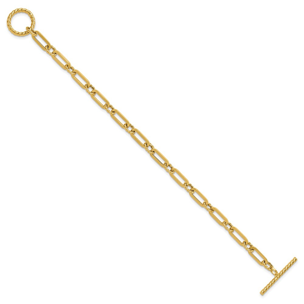14K Yellow Gold Polished And Twisted Fancy Link Toggle Bracelet
