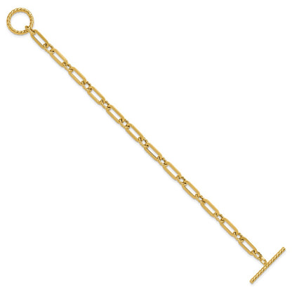 14K Yellow Gold Polished And Twisted Fancy Link Toggle Bracelet