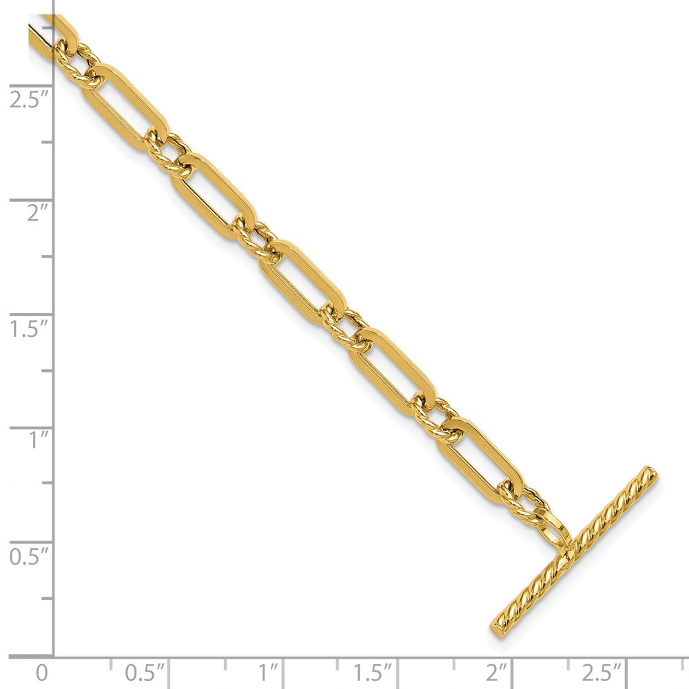 14K Yellow Gold Polished And Twisted Fancy Link Toggle Bracelet