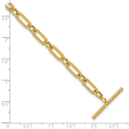 14K Yellow Gold Polished And Twisted Fancy Link Toggle Bracelet