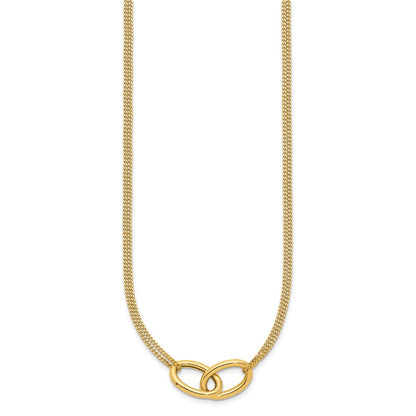 14K Yellow Gold Polished Intertwined Ovals 2 Strand 1In Ext. Necklace