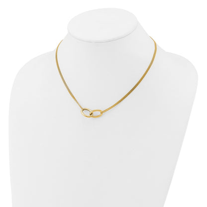14K Yellow Gold Polished Intertwined Ovals 2 Strand 1In Ext. Necklace