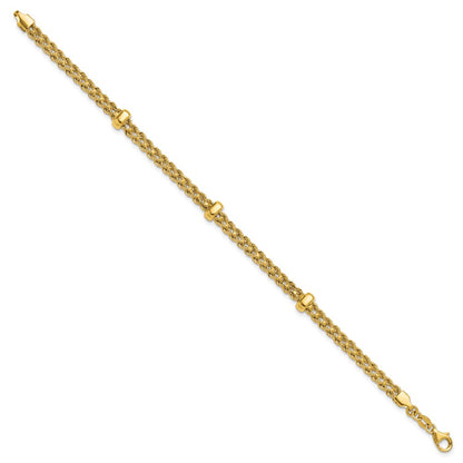 14K Yellow Gold Polished And Diamond Cut Fancy Braided Rope Bracelet
