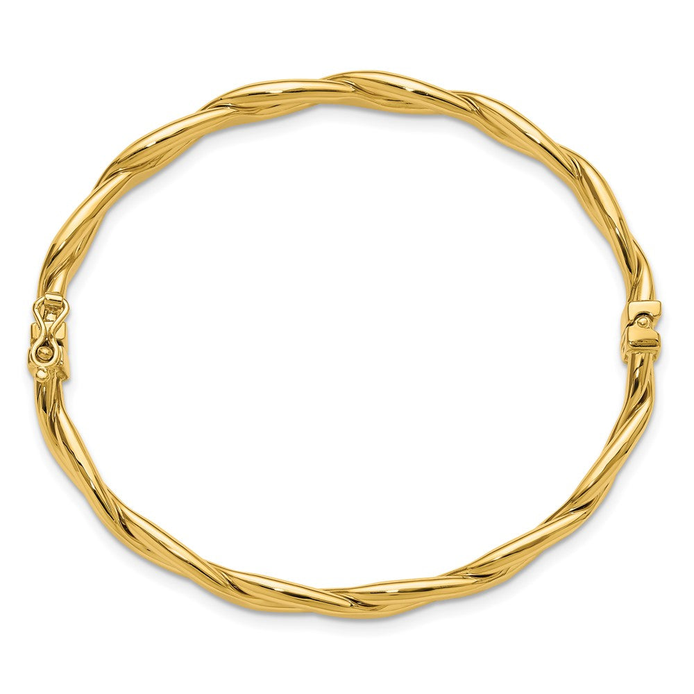 14K Yellow Gold Polished Fancy Intertwined Hinged Bangle