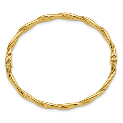 14K Yellow Gold Polished Fancy Intertwined Hinged Bangle