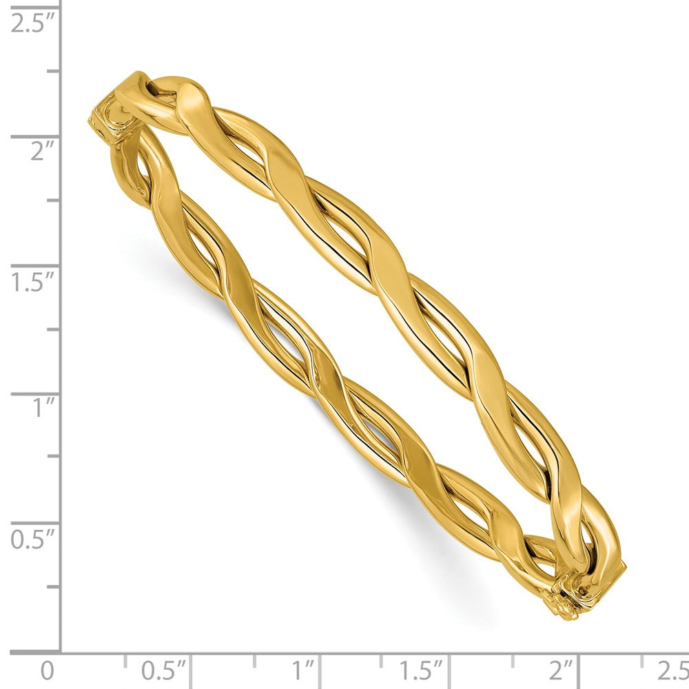 14K Yellow Gold Polished Fancy Intertwined Hinged Bangle