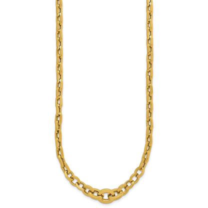 14K Yellow Gold Polished Fancy Graduated Link Necklace