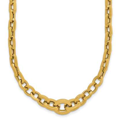 14K Yellow Gold Polished Fancy Graduated Link Necklace