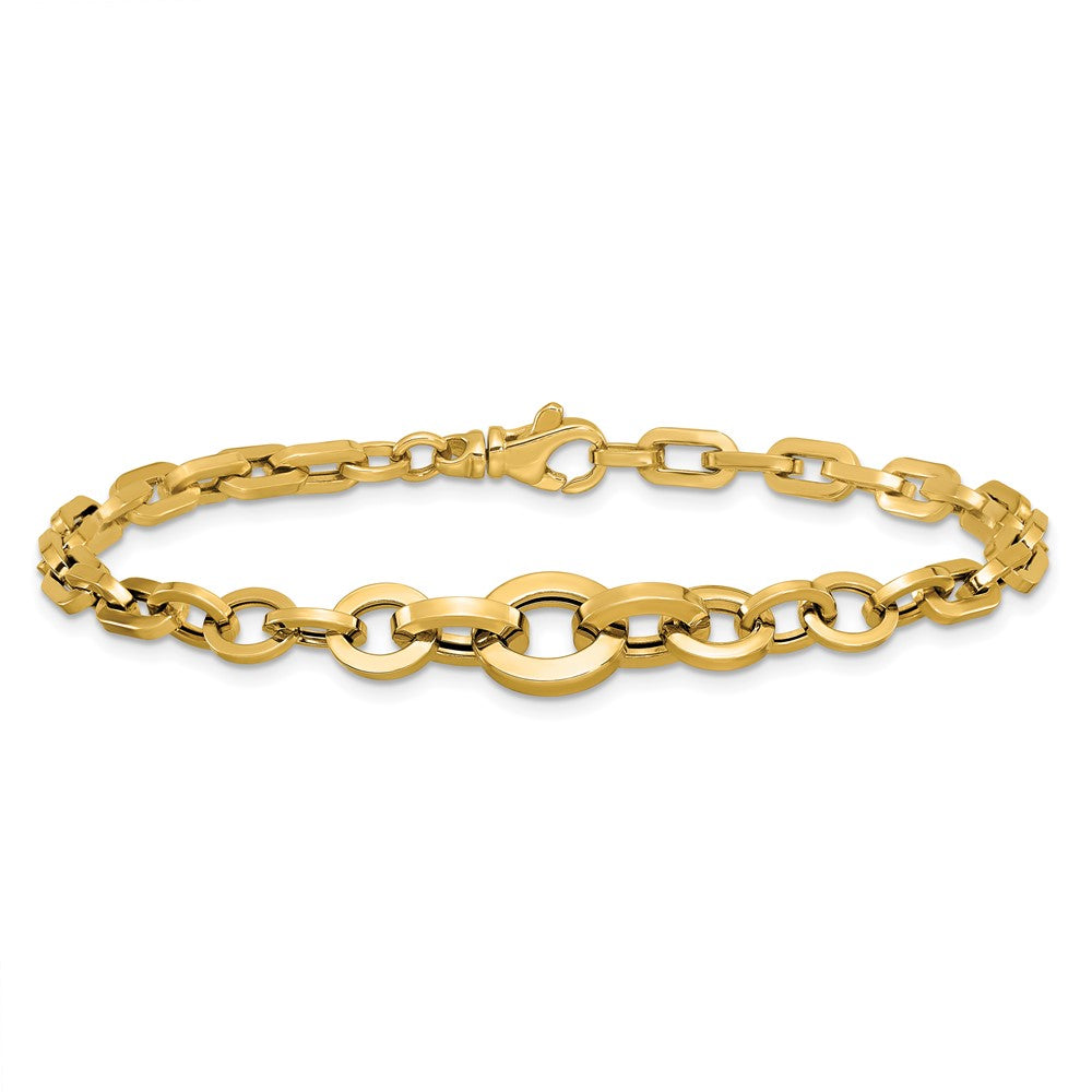 14K Yellow Gold Polished Fancy Graduated Link Bracelet