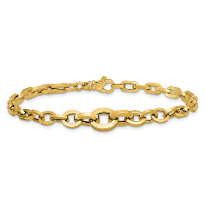 14K Yellow Gold Polished Fancy Graduated Link Bracelet