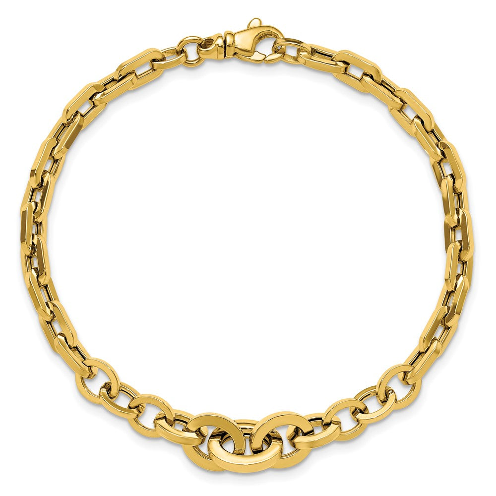14K Yellow Gold Polished Fancy Graduated Link Bracelet
