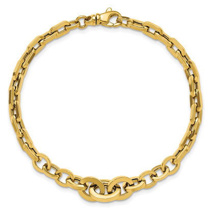 14K Yellow Gold Polished Fancy Graduated Link Bracelet