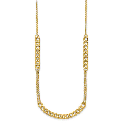 14K Yellow Gold Polished/Dia Cut Fancy Link 2In Ext. Necklace