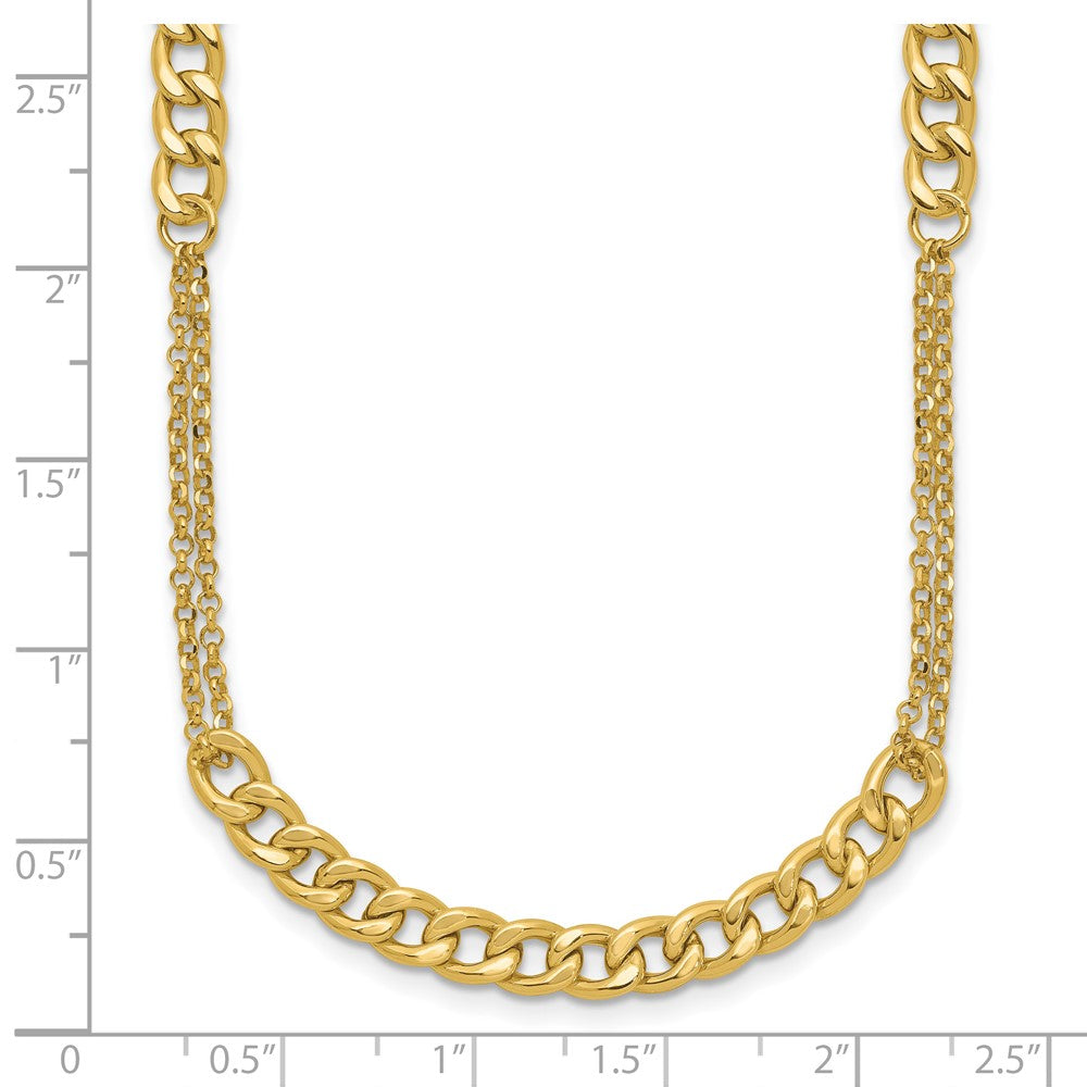14K Yellow Gold Polished/Dia Cut Fancy Link 2In Ext. Necklace