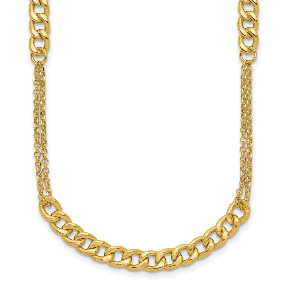 14K Yellow Gold Polished/Dia Cut Fancy Link 2In Ext. Necklace