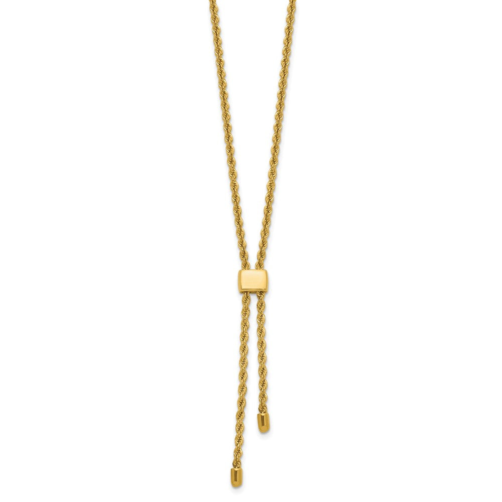14K Yellow Gold Polished/Dia Cut Fancy Rope Adj. Up To 19In Necklace