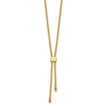 14K Yellow Gold Polished/Dia Cut Fancy Rope Adj. Up To 19In Necklace