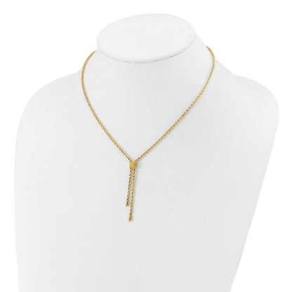 14K Yellow Gold Polished/Dia Cut Fancy Rope Adj. Up To 19In Necklace