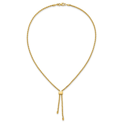 14K Yellow Gold Polished/Dia Cut Fancy Rope Adj. Up To 19In Necklace