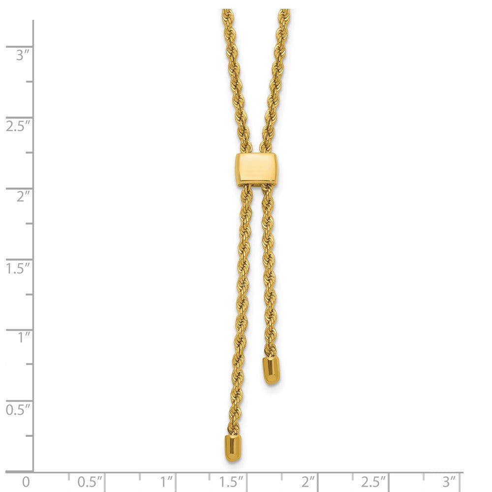 14K Yellow Gold Polished/Dia Cut Fancy Rope Adj. Up To 19In Necklace