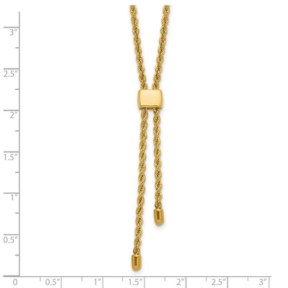 14K Yellow Gold Polished/Dia Cut Fancy Rope Adj. Up To 19In Necklace
