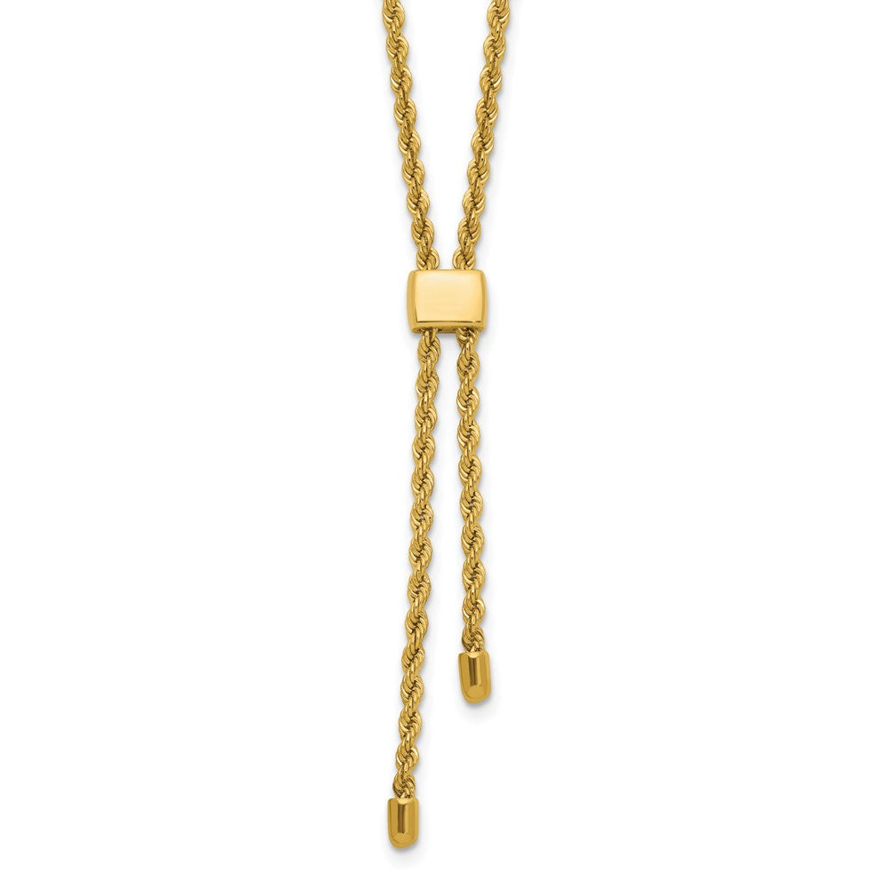 14K Yellow Gold Polished/Dia Cut Fancy Rope Adj. Up To 19In Necklace