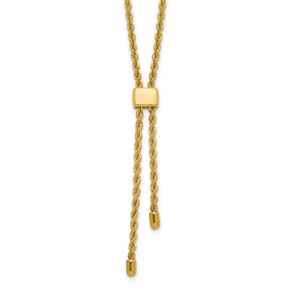 14K Yellow Gold Polished/Dia Cut Fancy Rope Adj. Up To 19In Necklace