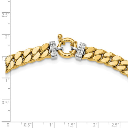14K Two Tone Cz Polished Fancy Curb Necklace