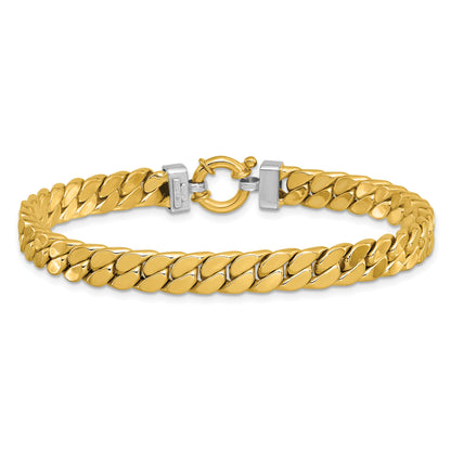 14K Two Tone Cz Polished Fancy Curb Bracelet