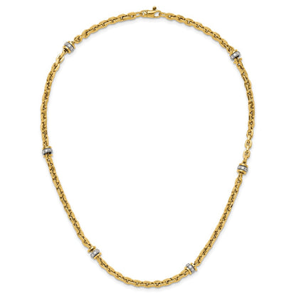 14K Two Tone Cz Polished Fancy Link Necklace