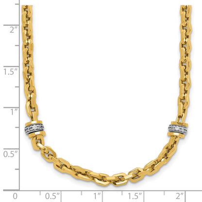 14K Two Tone Cz Polished Fancy Link Necklace