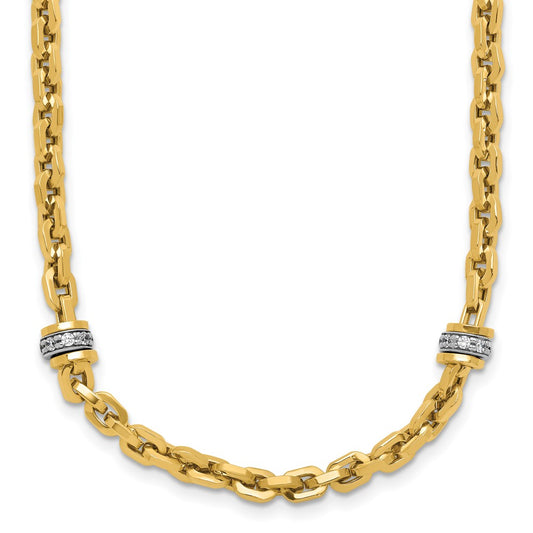 14K Two Tone Cz Polished Fancy Link Necklace