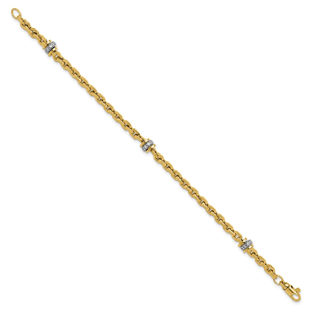 14K Two Tone Cz Polished Fancy Link Bracelet