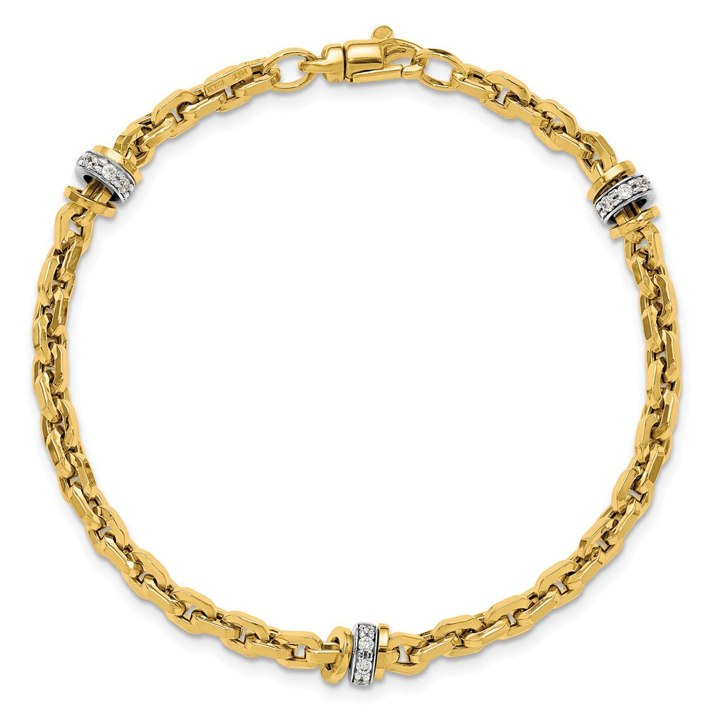 14K Two Tone Cz Polished Fancy Link Bracelet