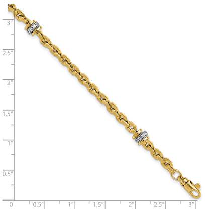 14K Two Tone Cz Polished Fancy Link Bracelet