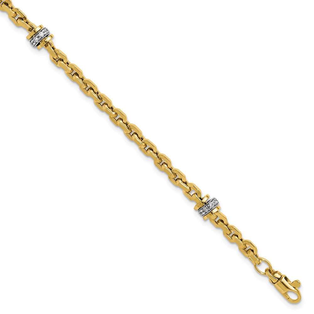 14K Two Tone Cz Polished Fancy Link Bracelet