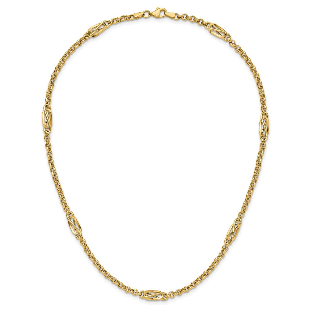 14K Yellow Gold Polished Fancy Link Necklace