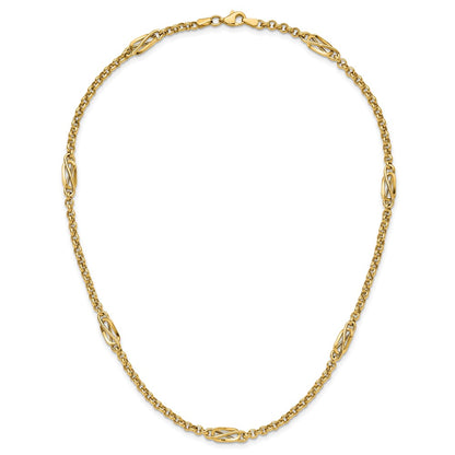 14K Yellow Gold Polished Fancy Link Necklace