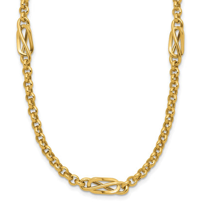 14K Yellow Gold Polished Fancy Link Necklace