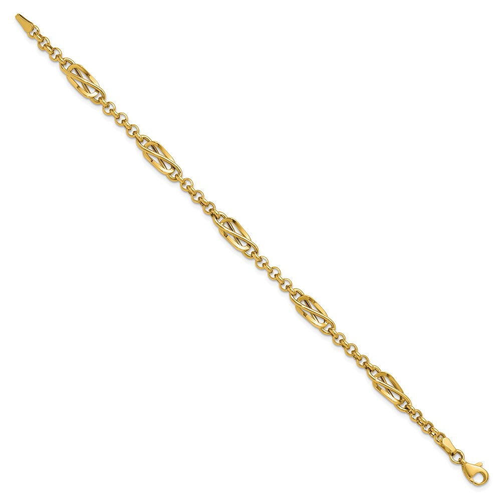 14K Yellow Gold Polished Fancy Link Bracelet