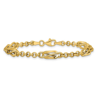 14K Yellow Gold Polished Fancy Link Bracelet