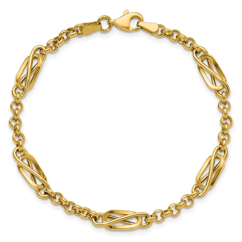 14K Yellow Gold Polished Fancy Link Bracelet