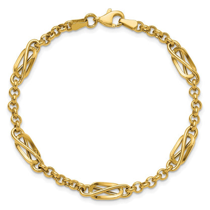 14K Yellow Gold Polished Fancy Link Bracelet