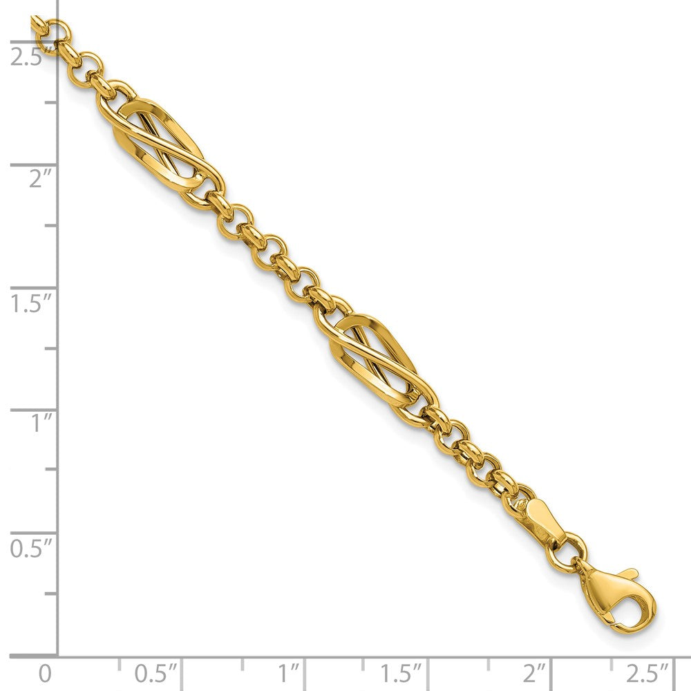 14K Yellow Gold Polished Fancy Link Bracelet