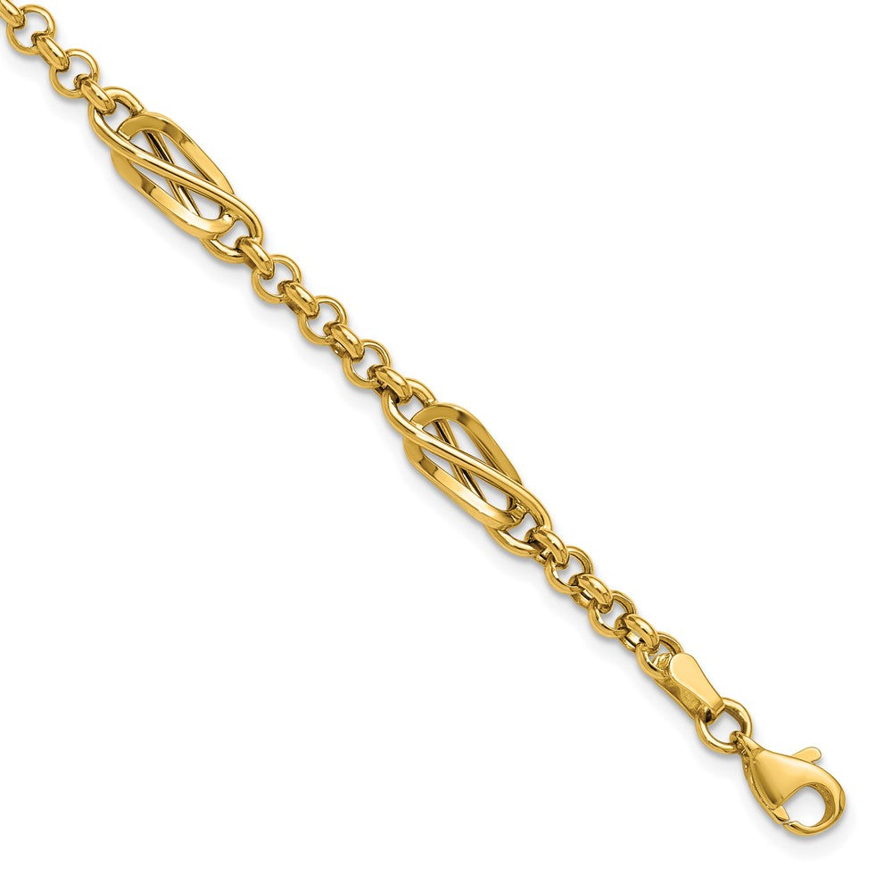 14K Yellow Gold Polished Fancy Link Bracelet